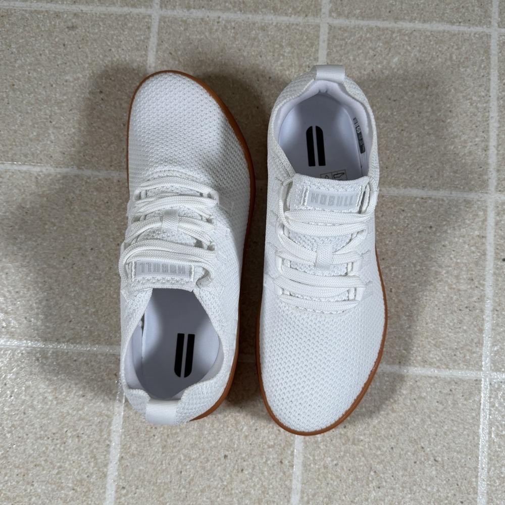 Size 9.5- NOBULL White Knit Trainer Gum Sole - Picture 6 of 8
